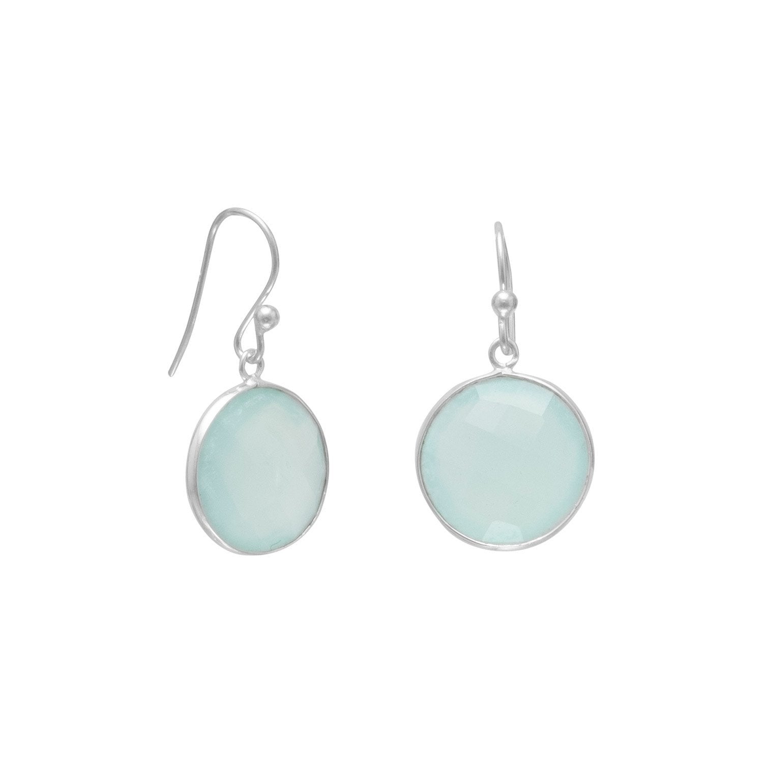 Faceted Sea Green Chalcedony Earrings - Joyeria Lady
