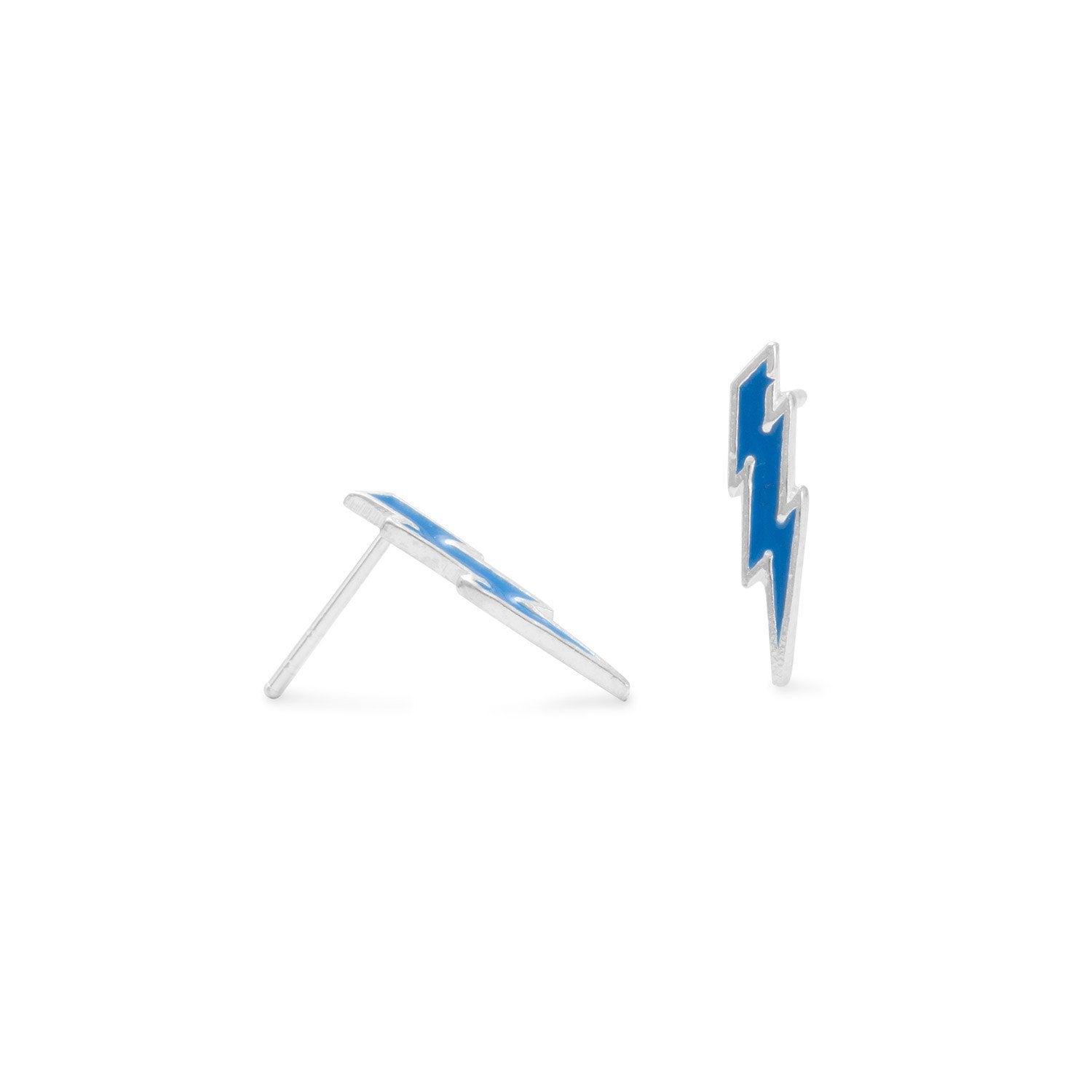 Blue Lightning Bolt Stud Earrings - Joyeria Lady