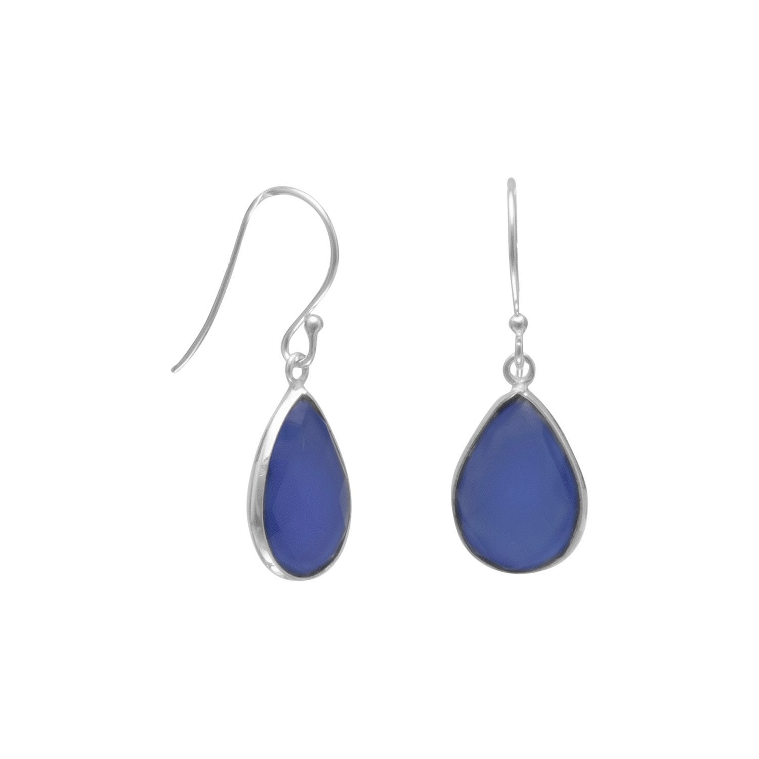 Blue Chalcedony French Wire Earrings - Joyeria Lady