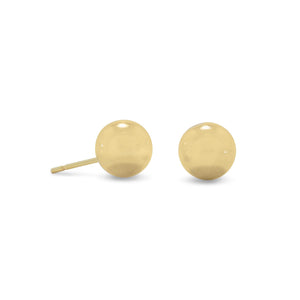 14 Karat Gold Plated 8mm Ball Stud Earrings - Joyeria Lady