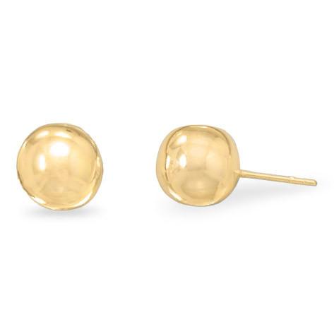 14 Karat Gold Plated 10mm Ball Stud Earrings - Joyeria Lady