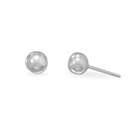 Rhodium Plated 6mm Ball Stud Earrings - Joyeria Lady