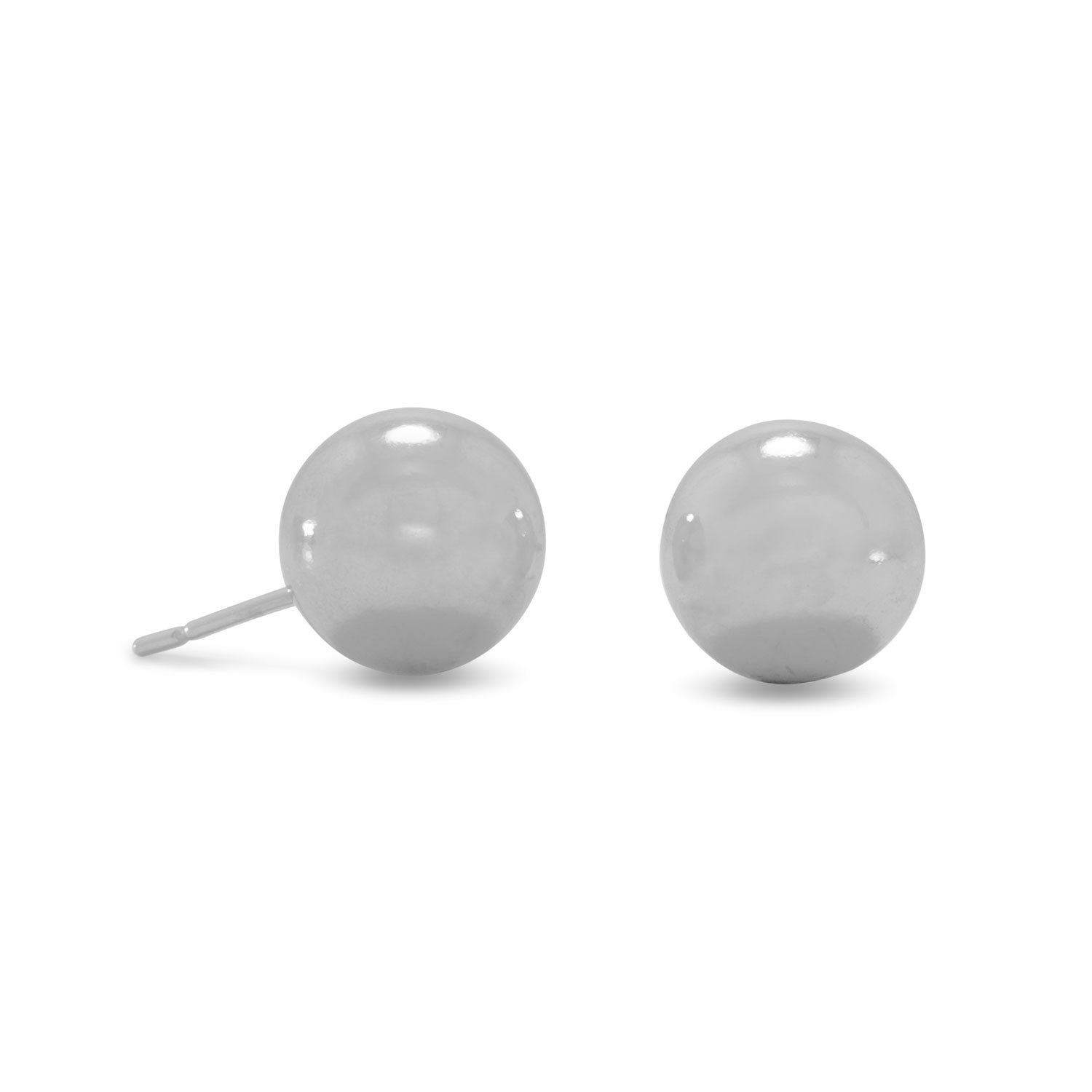 Rhodium Plated 10mm Ball Stud Earrings - Joyeria Lady
