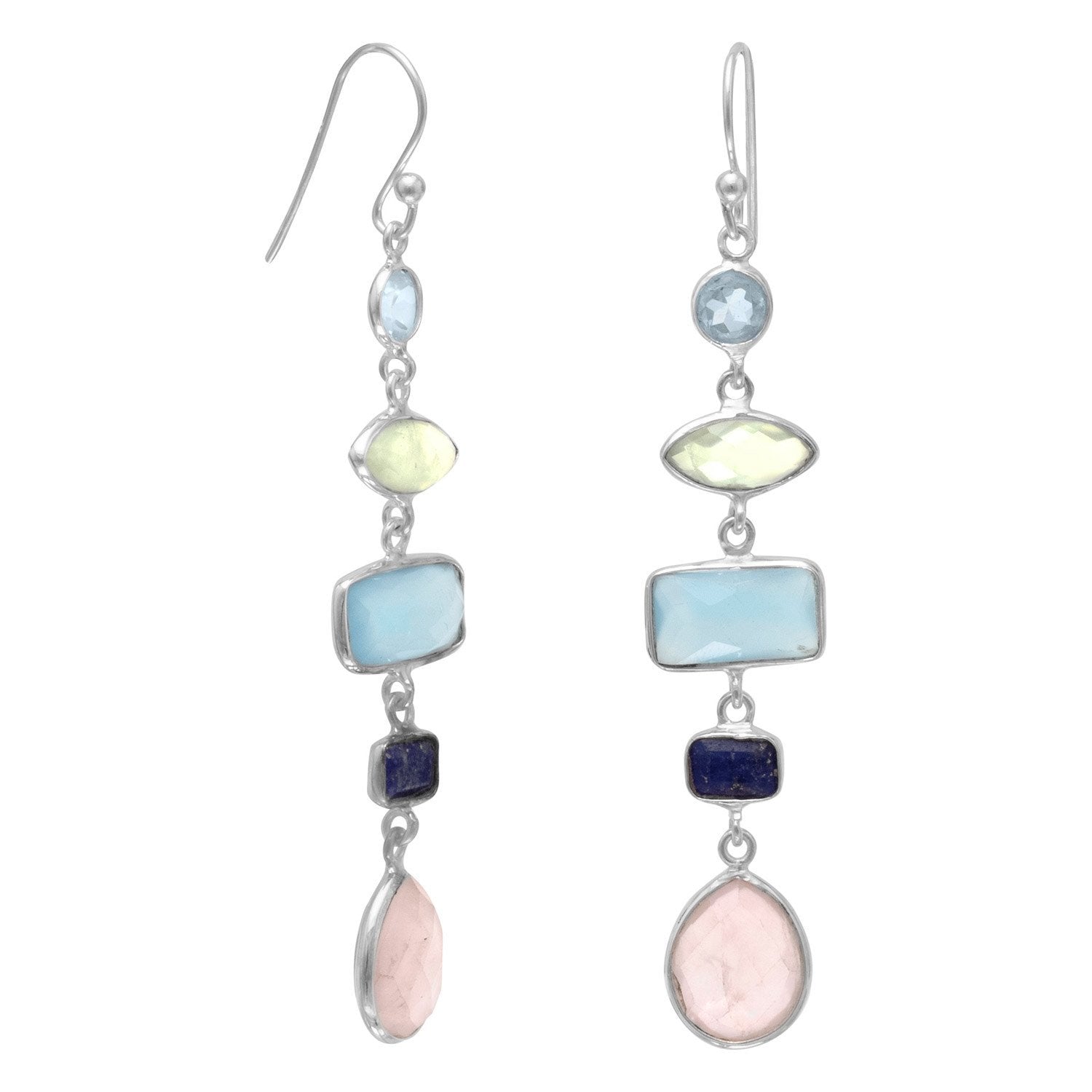 Gorgeous Multistone Long Drop Earrings - Joyeria Lady