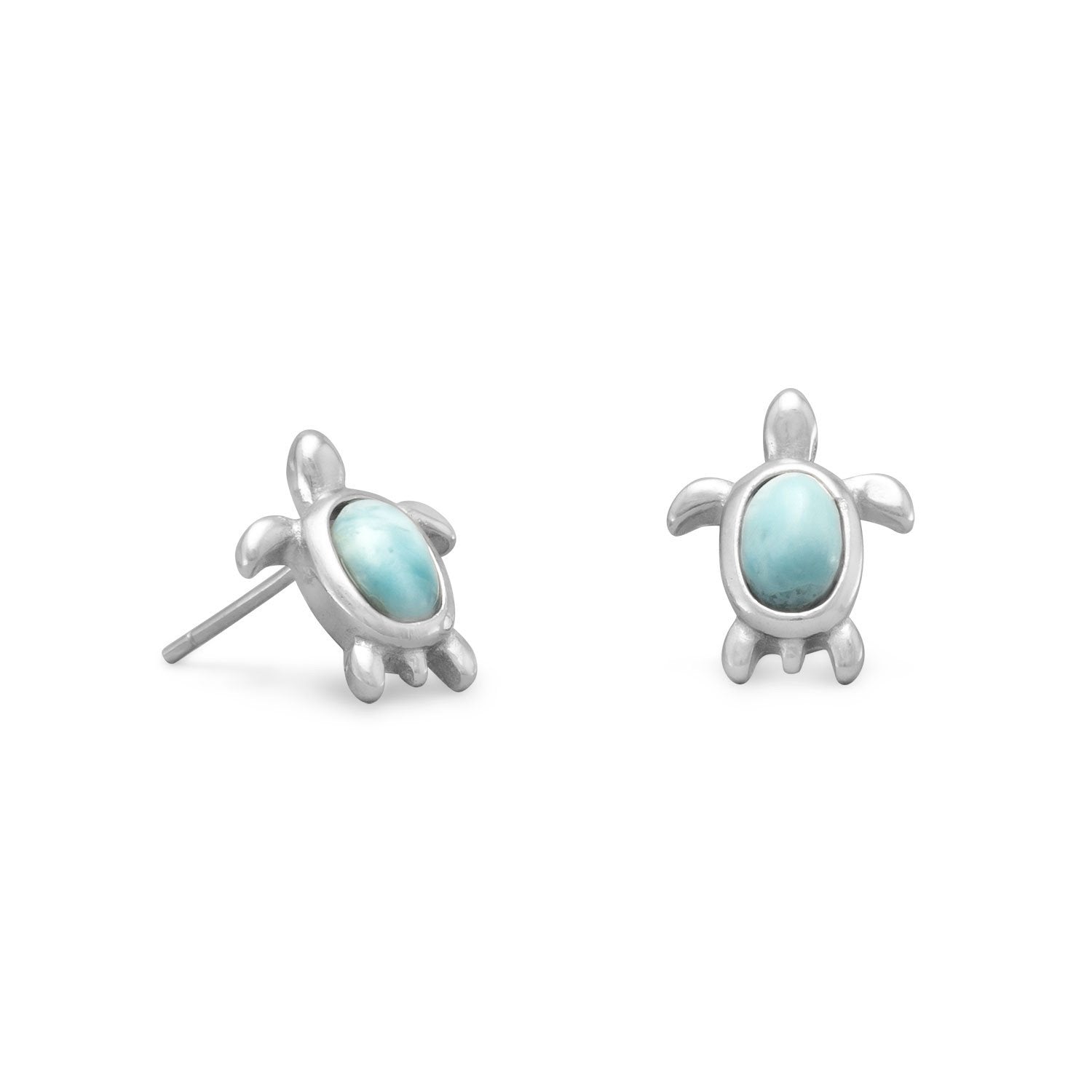 Larimar Turtle Stud Earrings - Joyeria Lady
