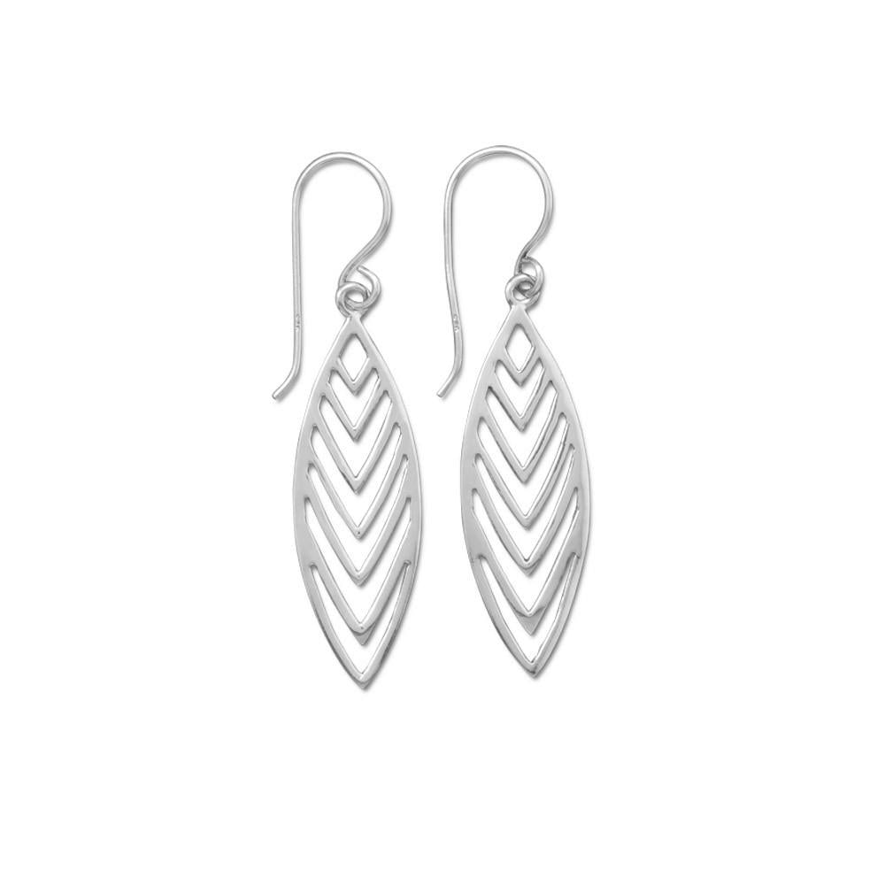 Polished Cut Out "V" Design Drop Earrings - Joyeria Lady