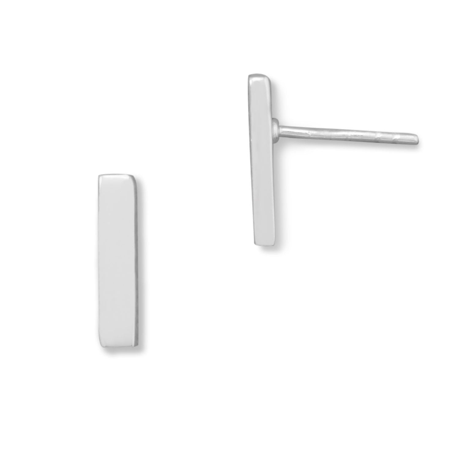 Silver Bar Stud Earrings - Joyeria Lady