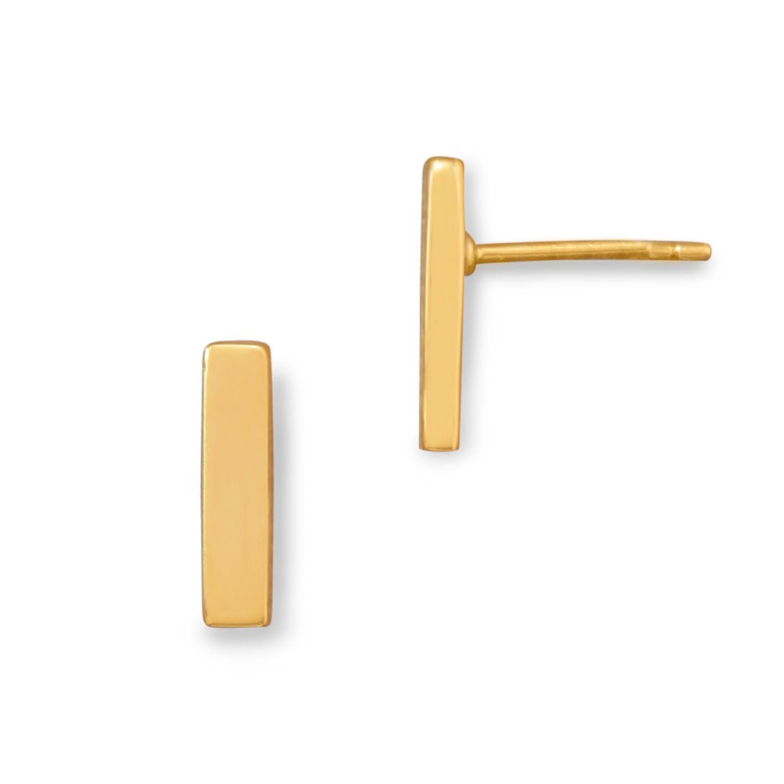 14 Karat Gold Plated Bar Stud Earrings - Joyeria Lady