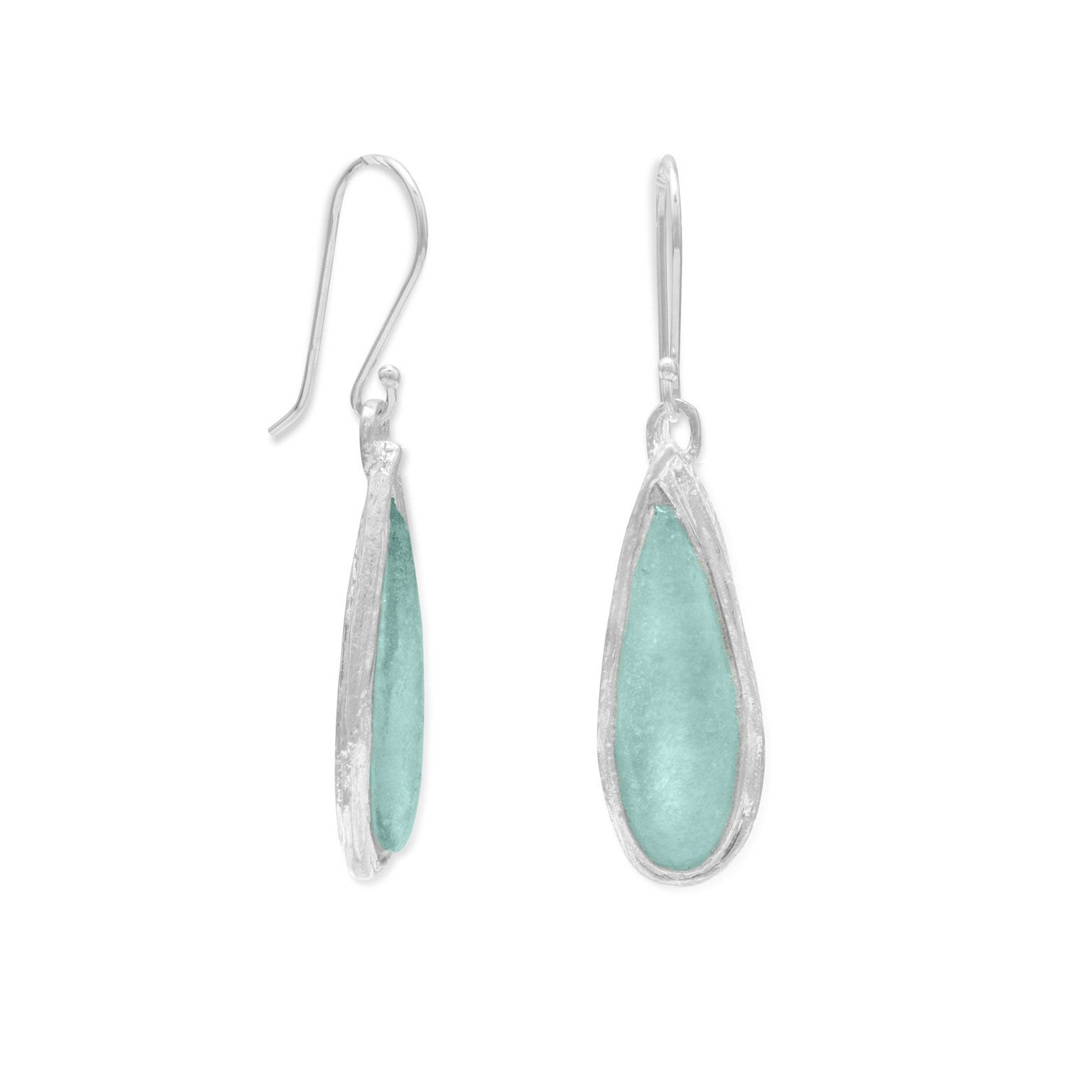 Ancient Roman Glass Pear Drop Earrings - Joyeria Lady