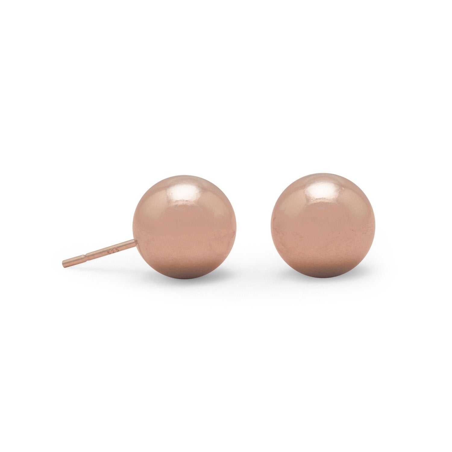 14 Karat Rose Gold Plated 10mm Ball Stud Earrings - Joyeria Lady