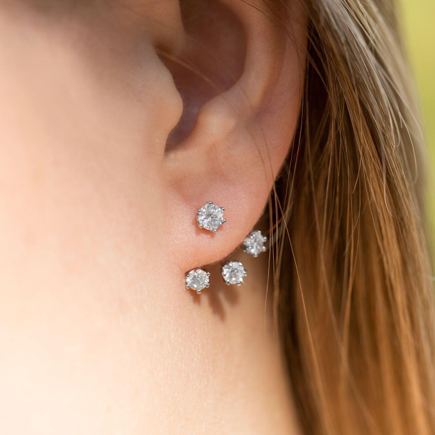 Rhodium Plated CZ Front Back Earrings - Joyeria Lady