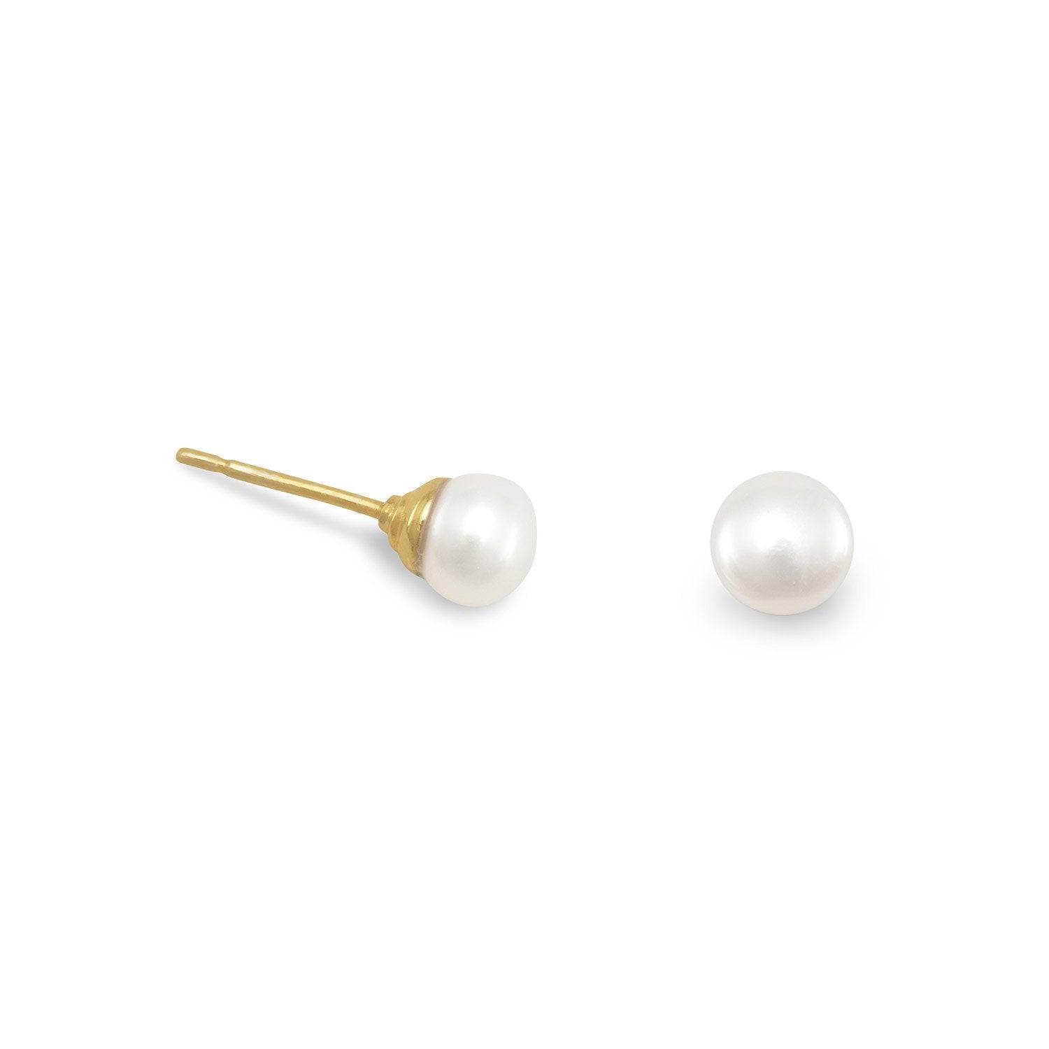 14 Karat Gold Plated Cultured Freshwater Pearl Stud Earrings - Joyeria Lady