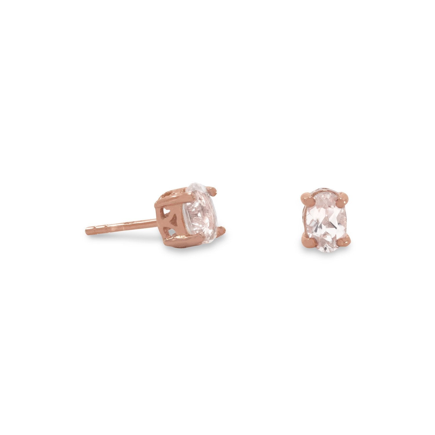 14 Karat Rose Gold Plated Morganite Earrings - Joyeria Lady