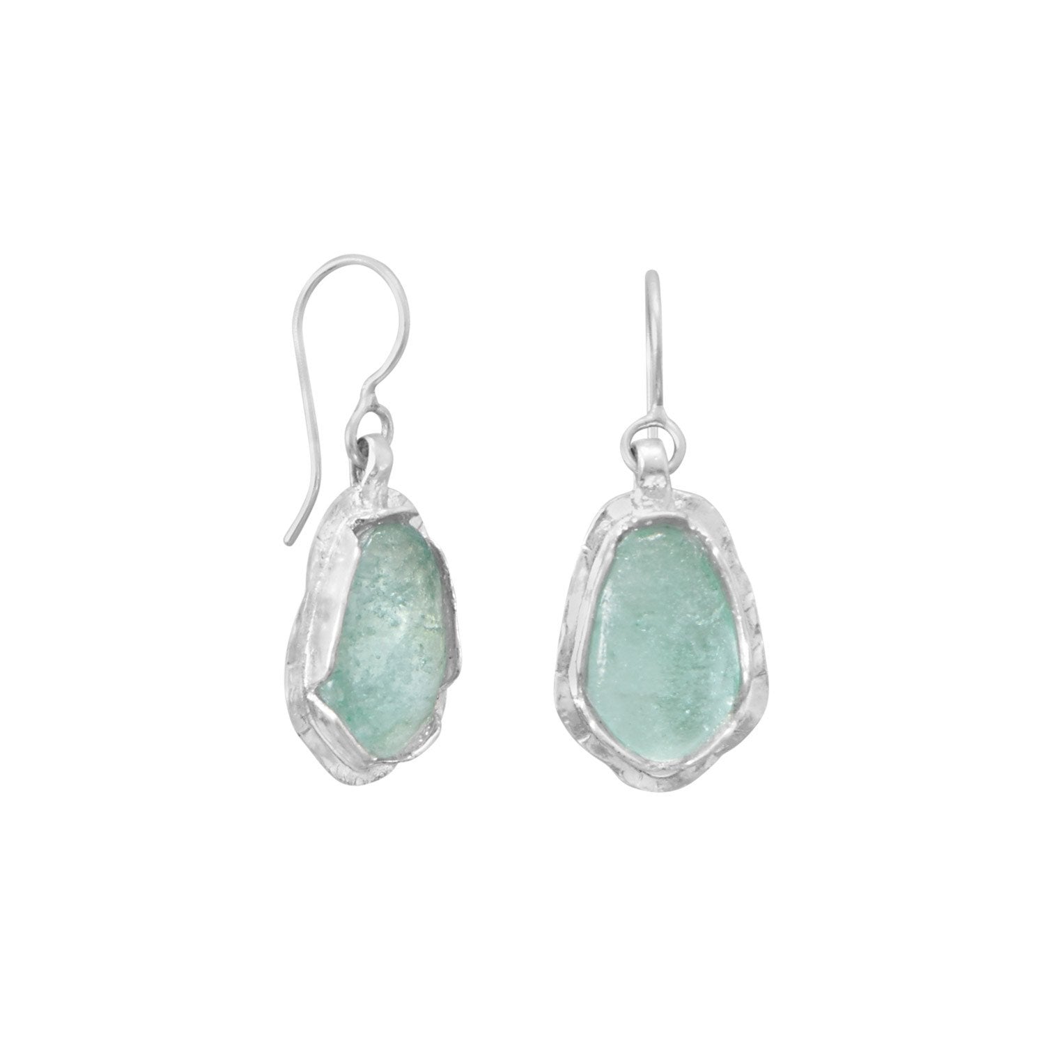 Polished Pear Ancient Roman Glass Drop Earrings - Joyeria Lady
