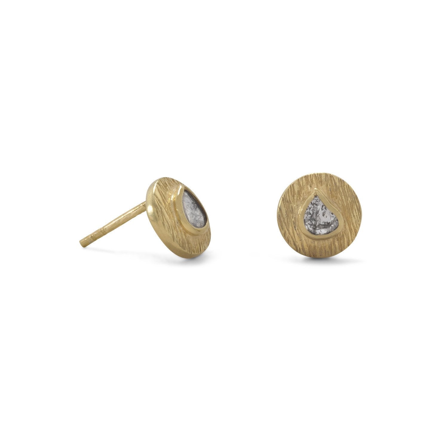 14 Karat Gold Plated Polki Diamond Post Earrings - Joyeria Lady