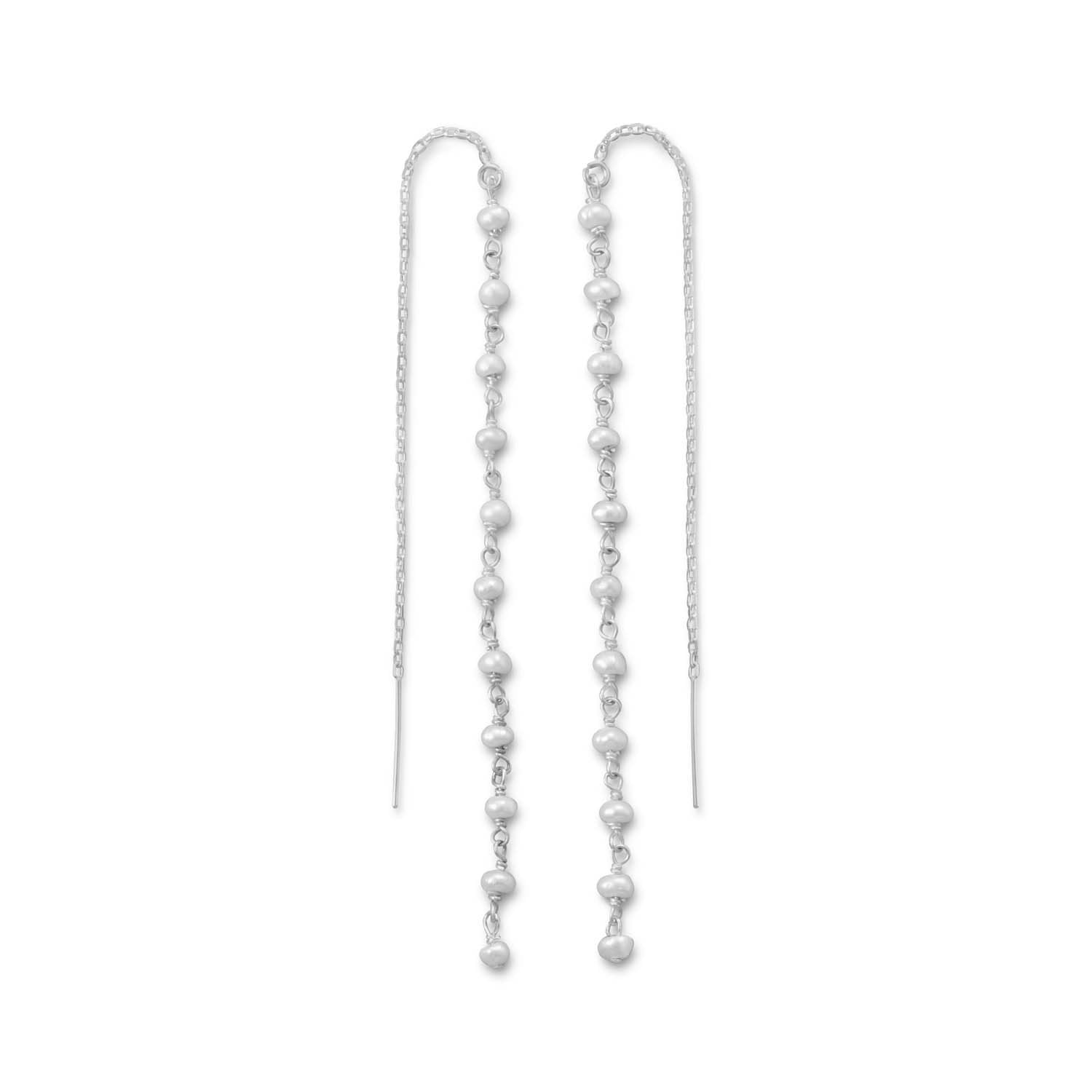 Cultured Freshwater Pearl Bead Threader Earrings - Joyeria Lady