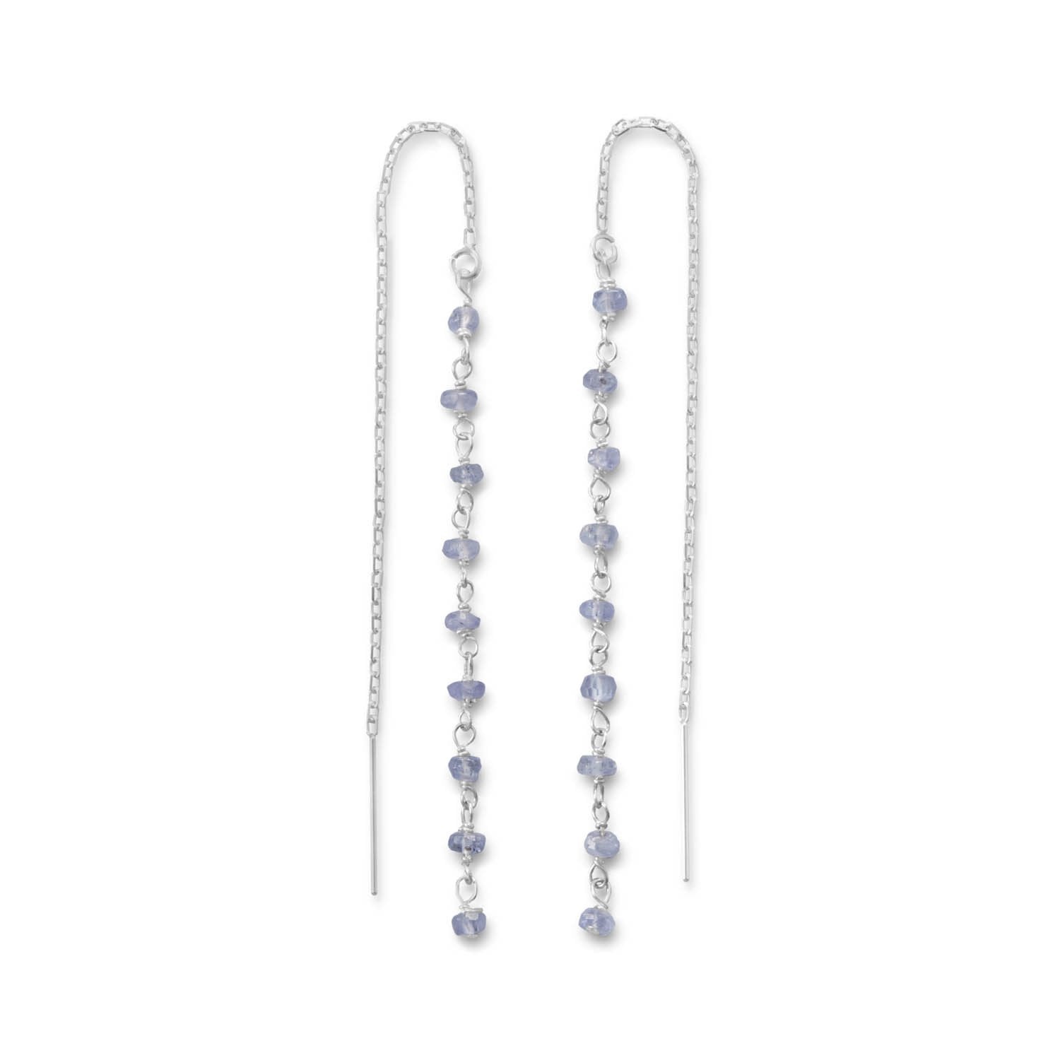 Tanzanite Bead Threader Earrings - Joyeria Lady