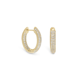 14 Karat Gold Plated CZ In/Out Hoop Earrings - Joyeria Lady