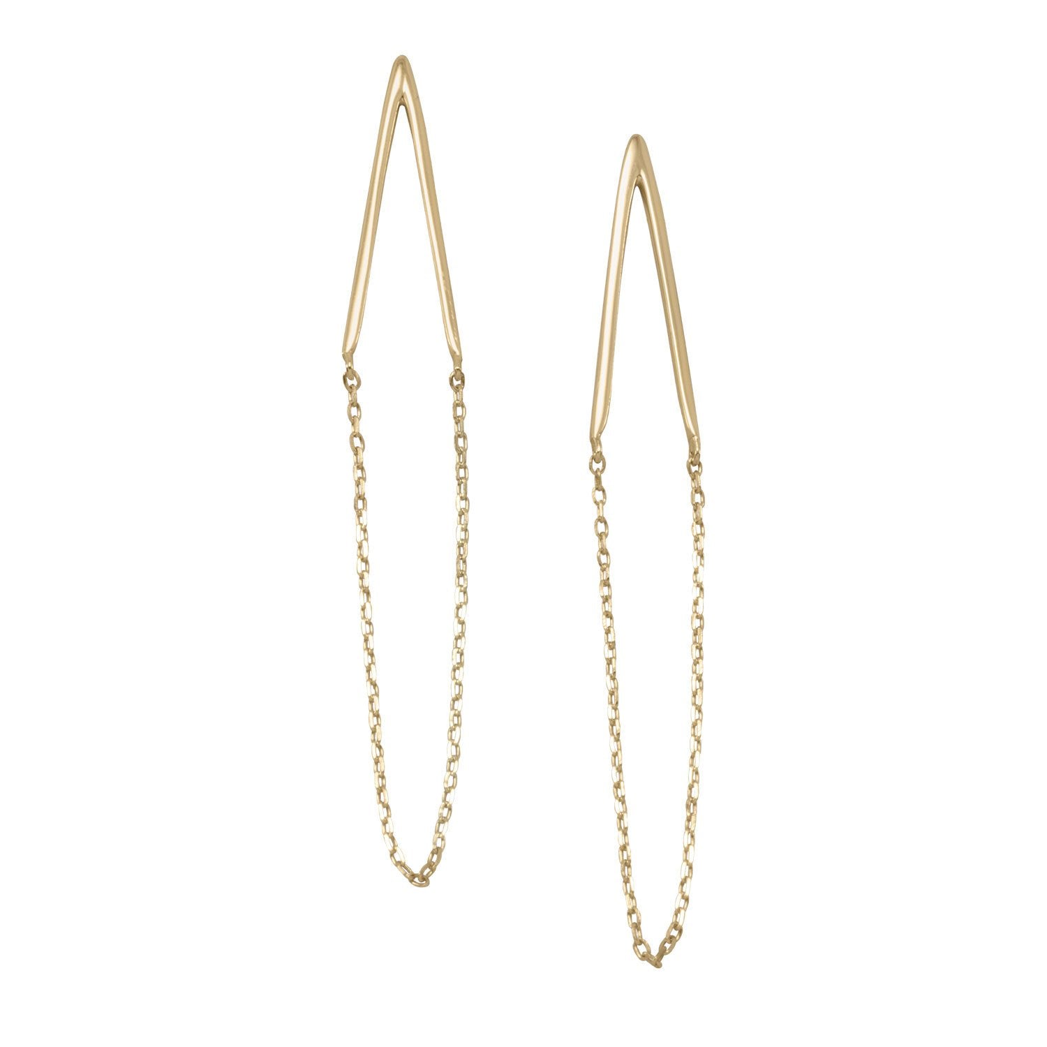 14 Karat Gold Plated Chain Drop Earrings - Joyeria Lady