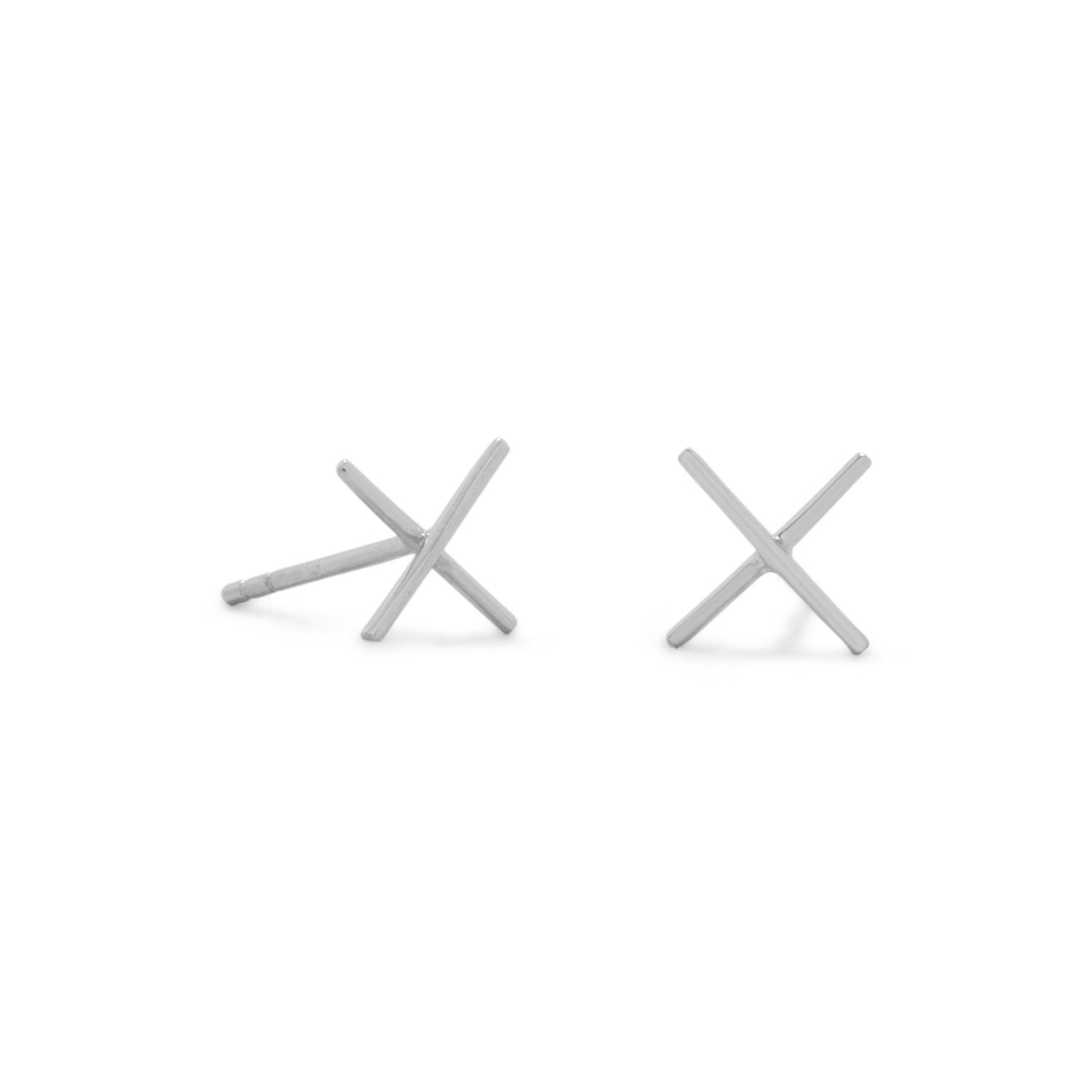 Rhodium Plated 'X' Stud Earrings - Joyeria Lady