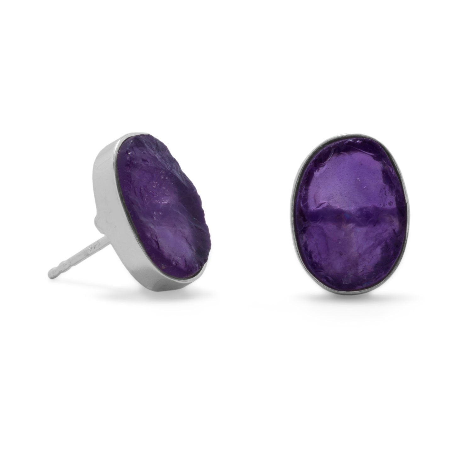 Oval Amethyst Studs - Joyeria Lady