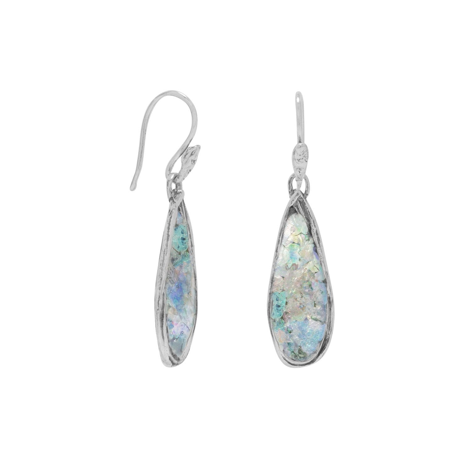 Ancient Roman Glass Pear Drop Earrings - Joyeria Lady