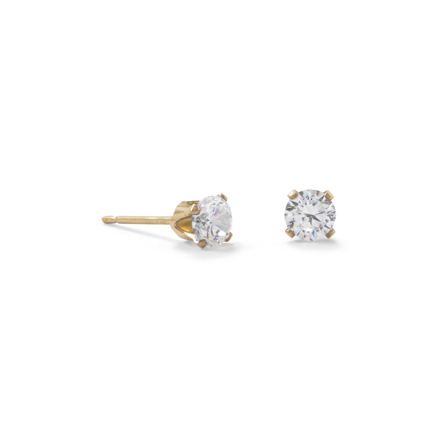 14/20 Gold Filled 4mm CZ Stud Earrings - Joyeria Lady