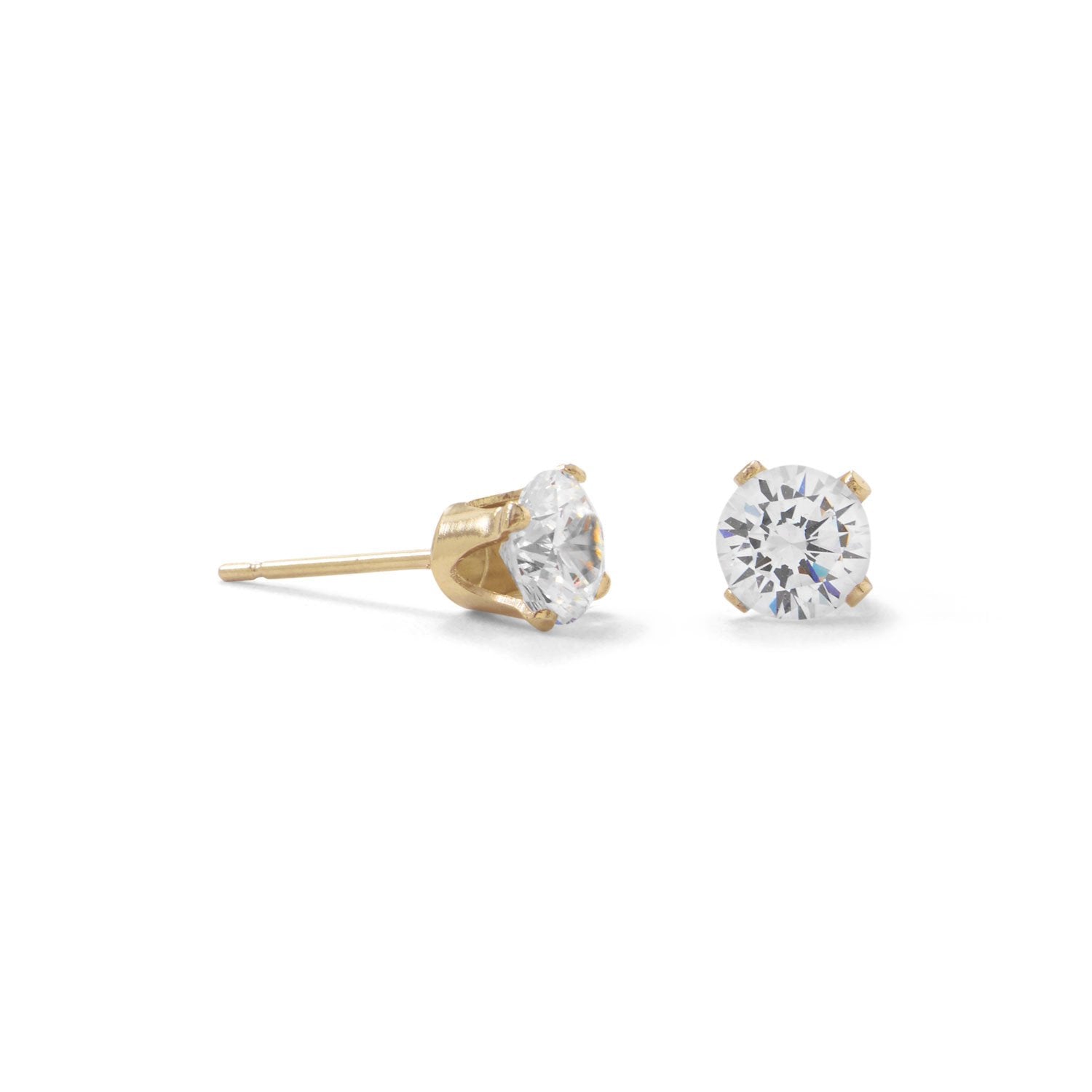 14/20 Gold Filled 5mm CZ Stud Earrings - Joyeria Lady