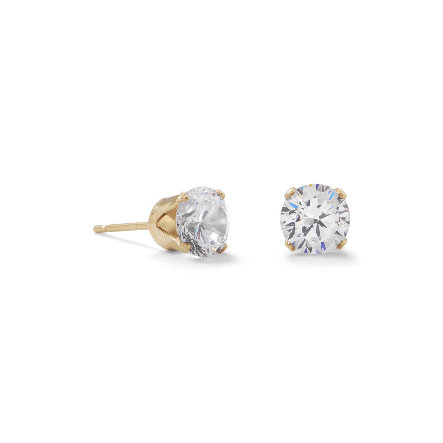 14/20 Gold Filled 6mm CZ Stud Earrings - Joyeria Lady