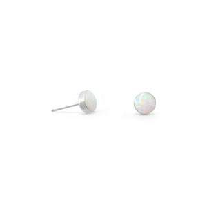 Synthetic White Opal Button Studs - Joyeria Lady