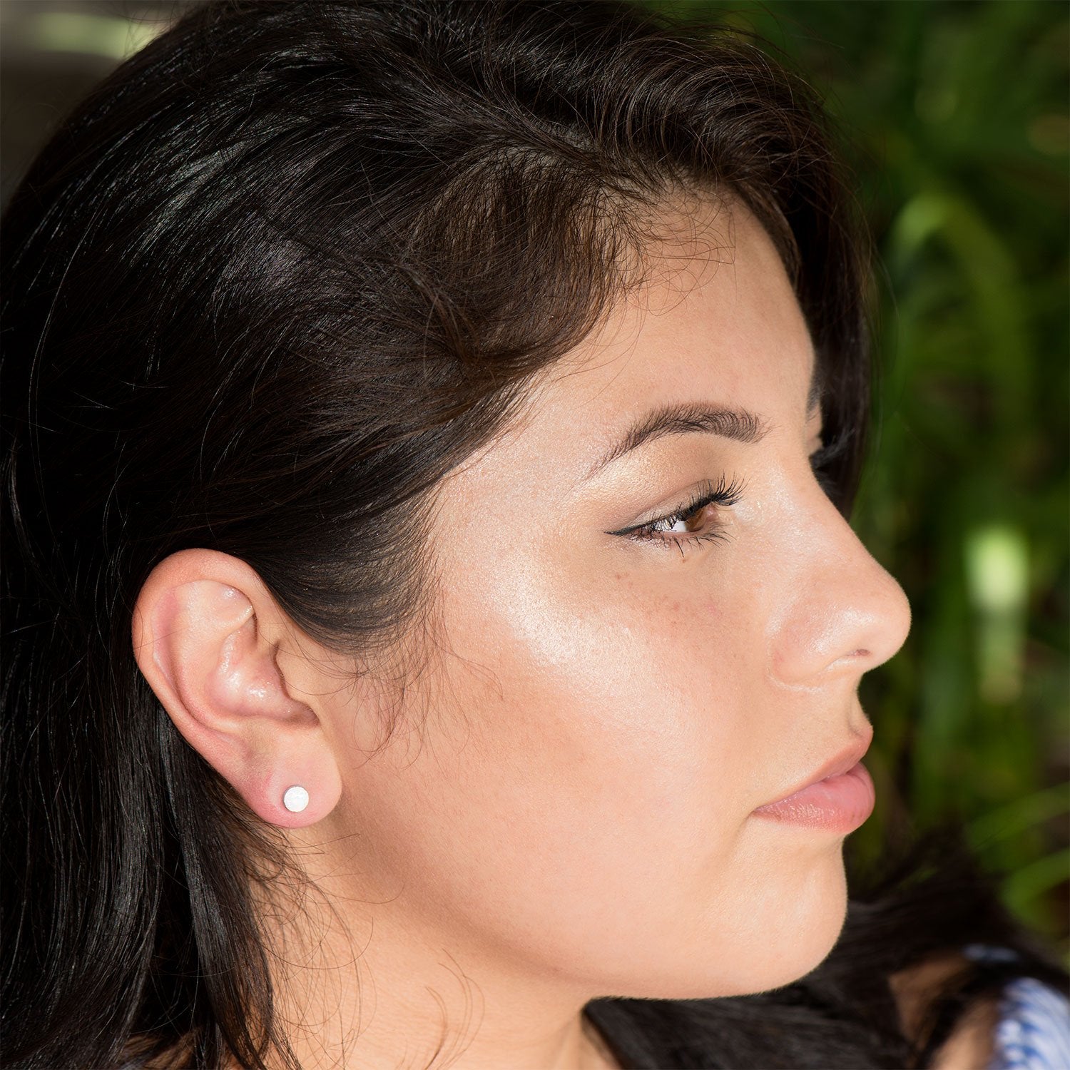 Synthetic White Opal Button Studs - Joyeria Lady