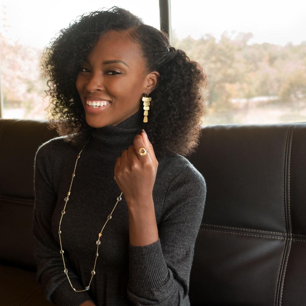 14 Karat Gold Plated Labradorite and Clear Quartz Endless Necklace - Joyeria Lady