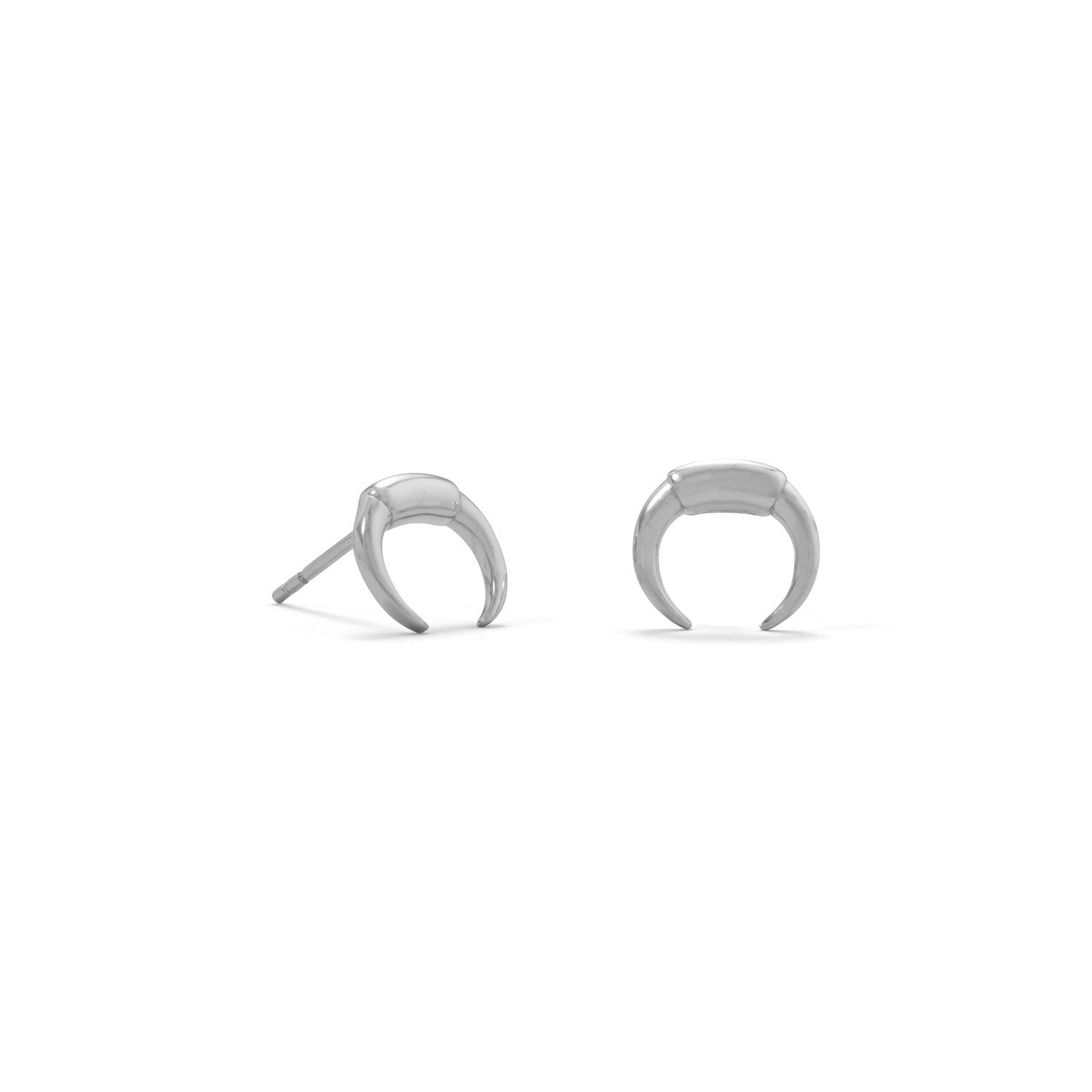 Silver Mini Crescent Studs - Joyeria Lady