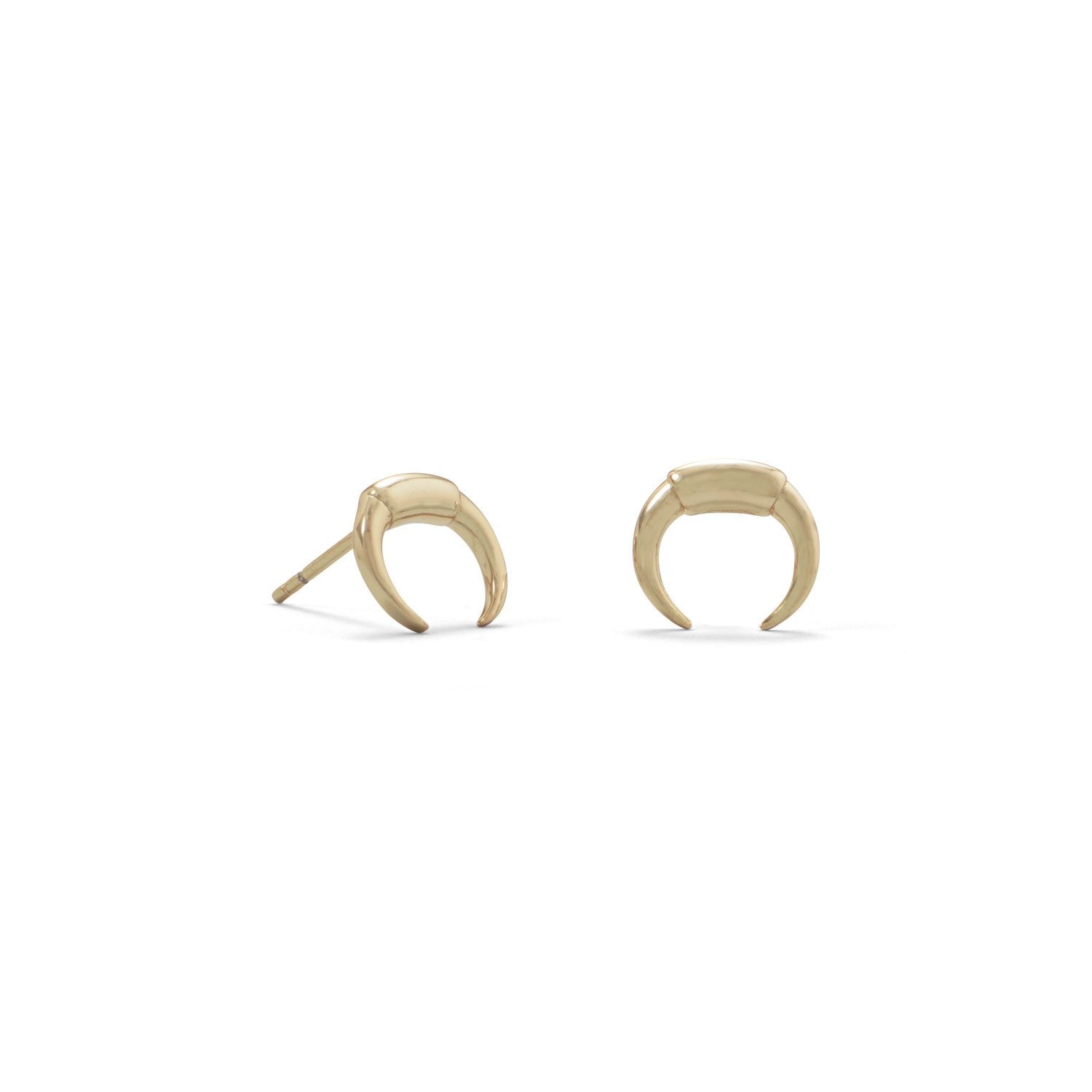 14 Karat Gold Plated Mini Crescent Studs - Joyeria Lady