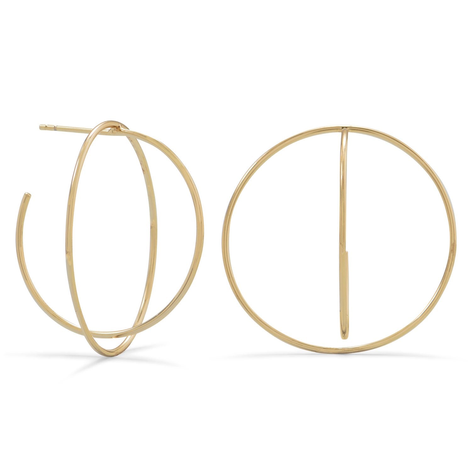 14 Karat Gold Plated 3/4 Criss-Cross Hoops - Joyeria Lady