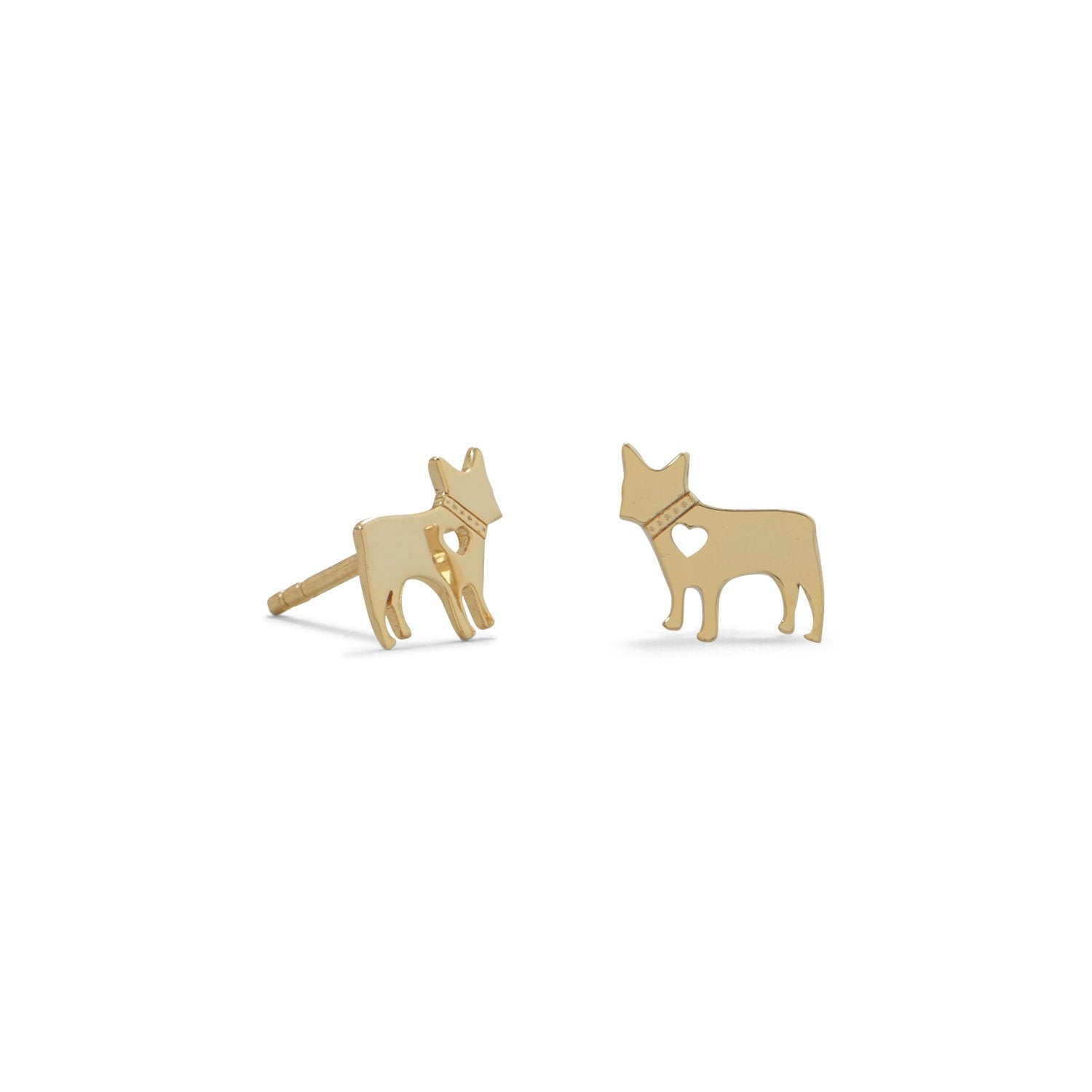 14 Karat Gold Plated Darling Dog Studs - Joyeria Lady