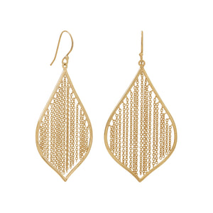 14 Karat Gold Plated Fringe Leaf Earrings - Joyeria Lady