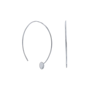 Rhodium Plated Threader Dot End Earring - Joyeria Lady