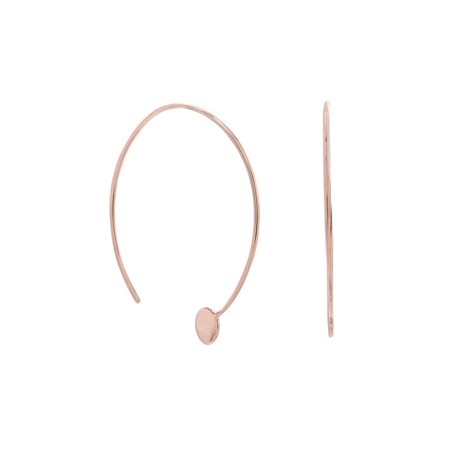 14 Karat Rose Gold Plated Threader Dot End Earring - Joyeria Lady