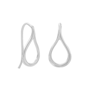 Small Polished Raindrop Outline Wire Earrings - Joyeria Lady