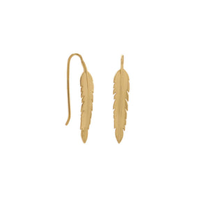 14 Karat Gold Plate Feather Earrings - Joyeria Lady