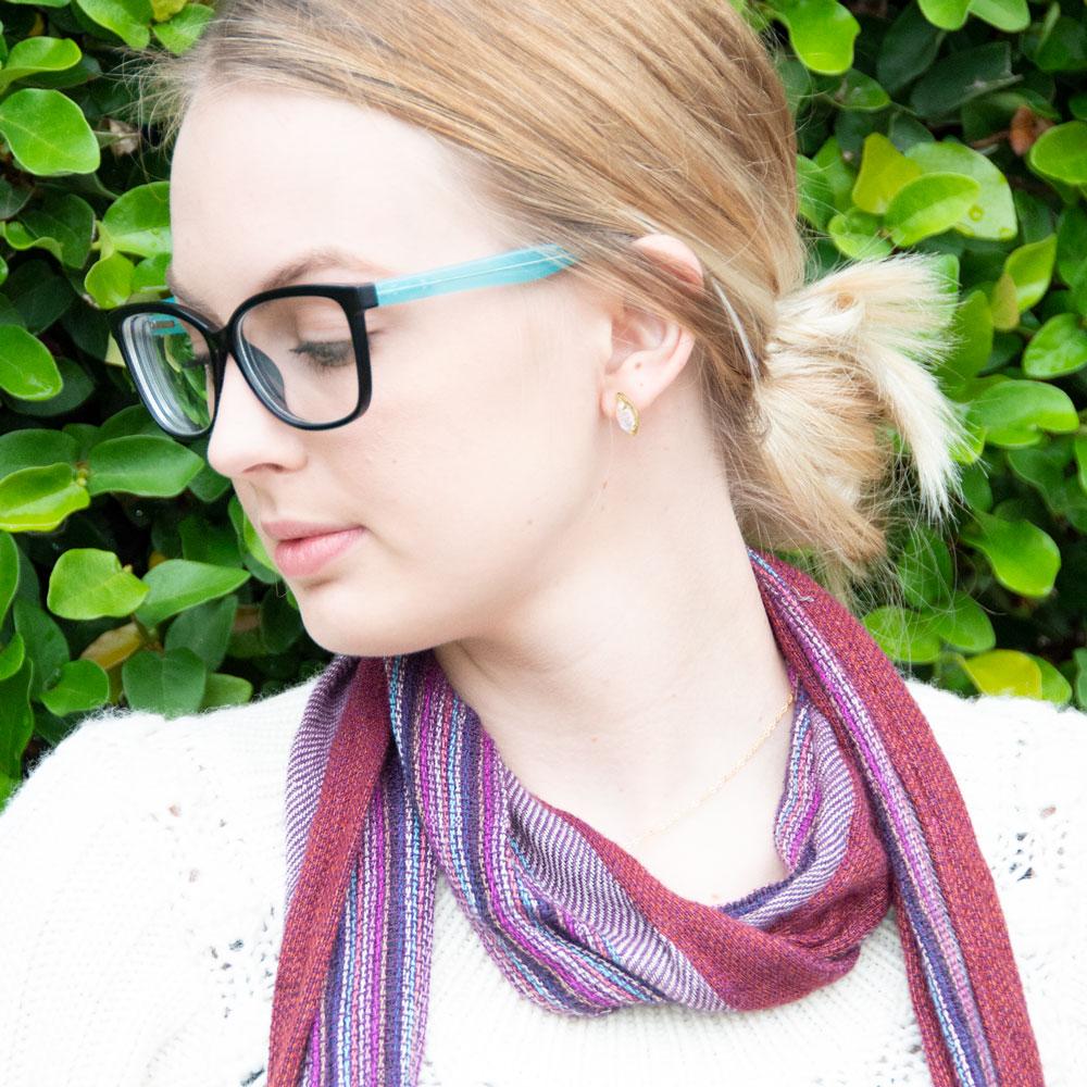 14 Karat Gold Plated Marquise Rainbow Moonstone Post Earrings - Joyeria Lady