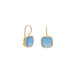 14 Karat Gold Plated Blue Chalcedony Wire Earrings - Joyeria Lady