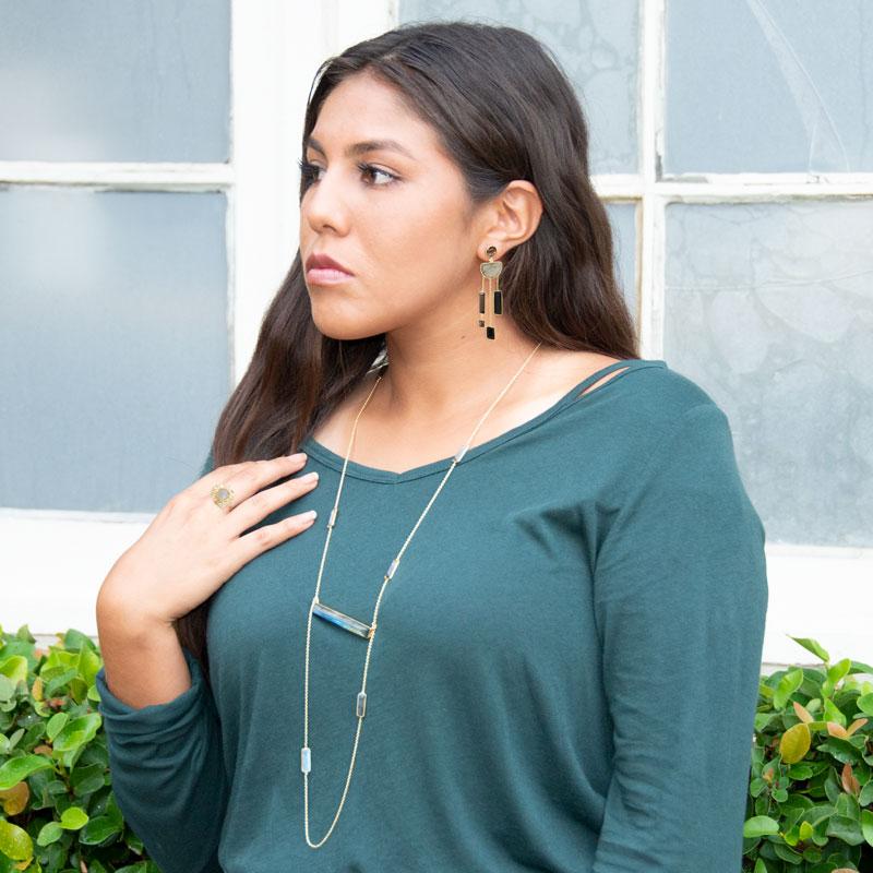 14 Karat Gold Plated Multi Stone Post Earrings - Joyeria Lady