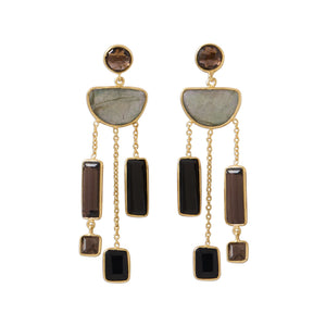 14 Karat Gold Plated Multi Stone Post Earrings - Joyeria Lady