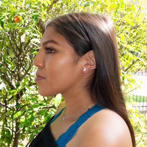 Small Polished Crescent Moon Stud Earrings - Joyeria Lady