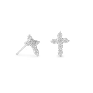 Small CZ Cross Stud Earrings - Joyeria Lady