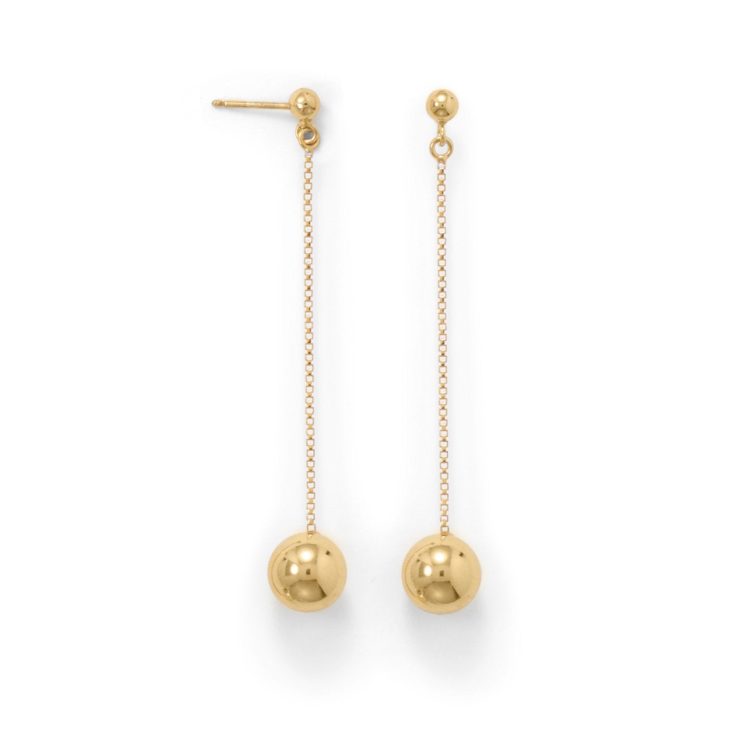 14 Karat Gold Plate Bead Drop Earrings - Joyeria Lady