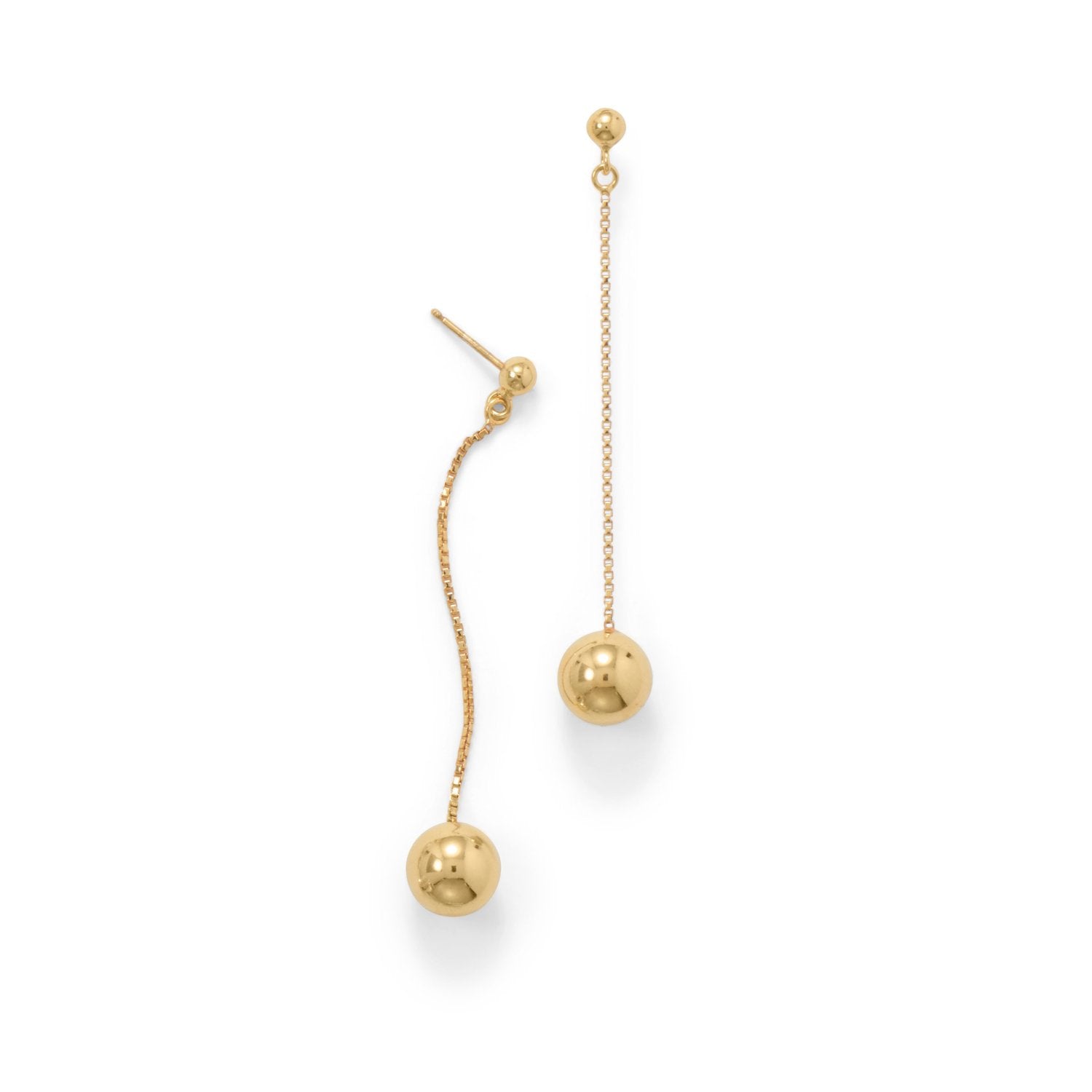 14 Karat Gold Plate Bead Drop Earrings - Joyeria Lady