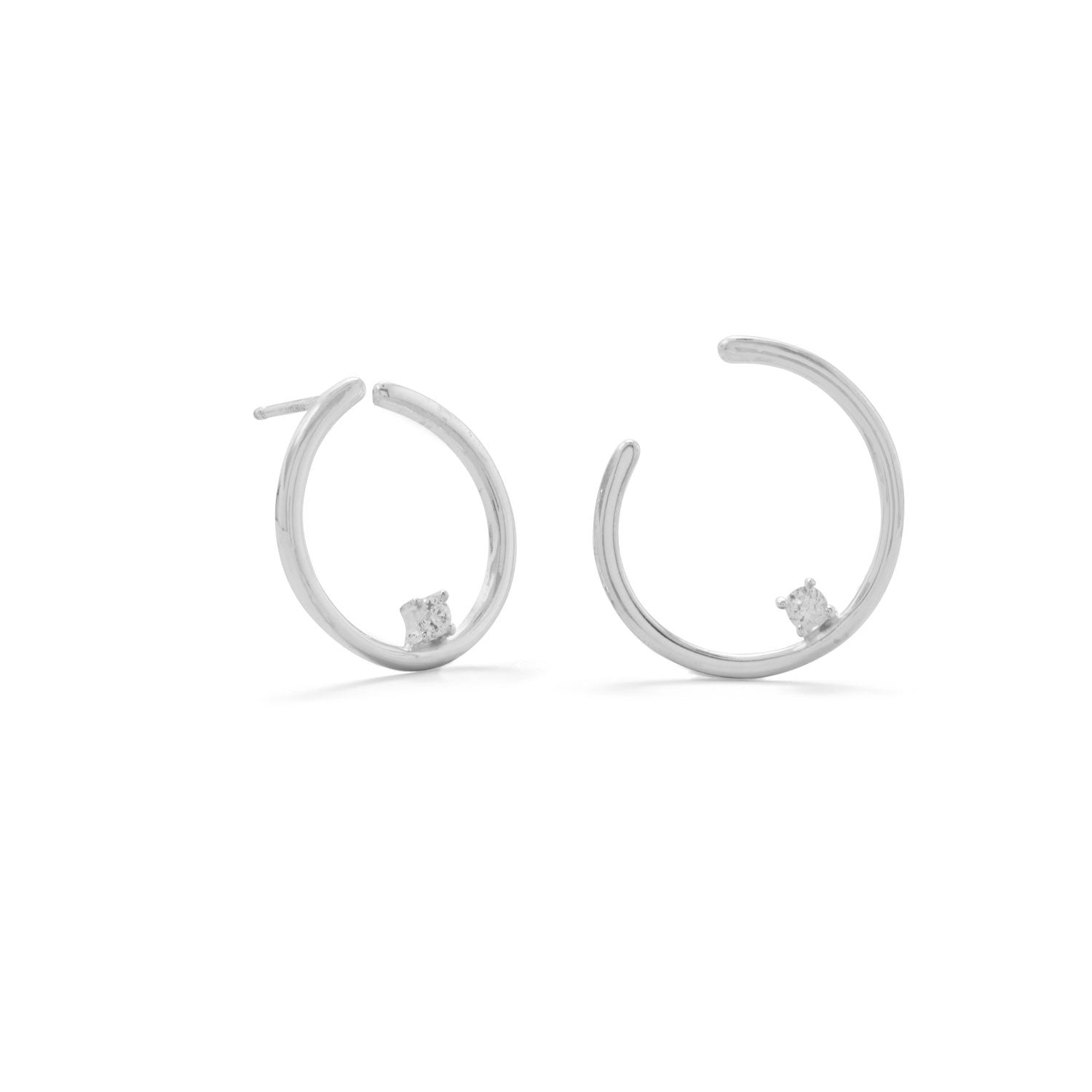Polished Wrap CZ Post Earring - Joyeria Lady